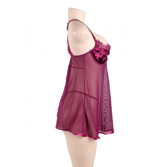 Plus Size Featuring Velvet Underwire Cups With A Scalloped Lace Trim Babydoll