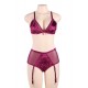 Soft Velvet With A Sheer Mesh Trim Bra Set