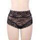 Plus Size Sexy Black High Waist Lace Strappy Panty