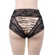 Plus Size Sexy Black High Waist Lace Strappy Panty