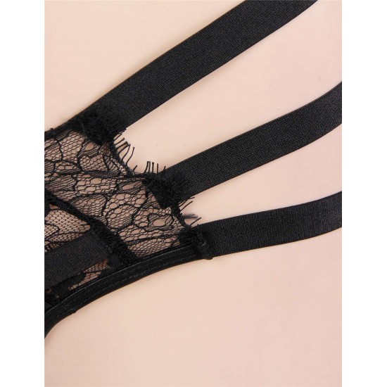 Plus Size Lace Elastic Band Bra set