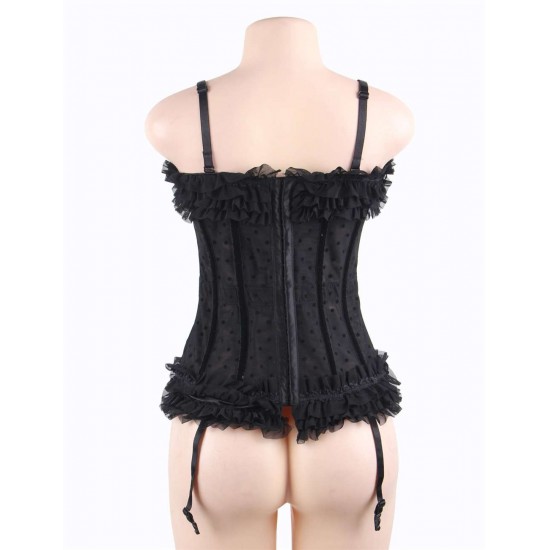 Black cute bow lace Corset