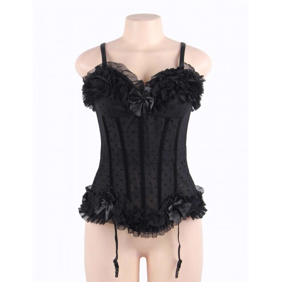 Black cute bow lace Corset