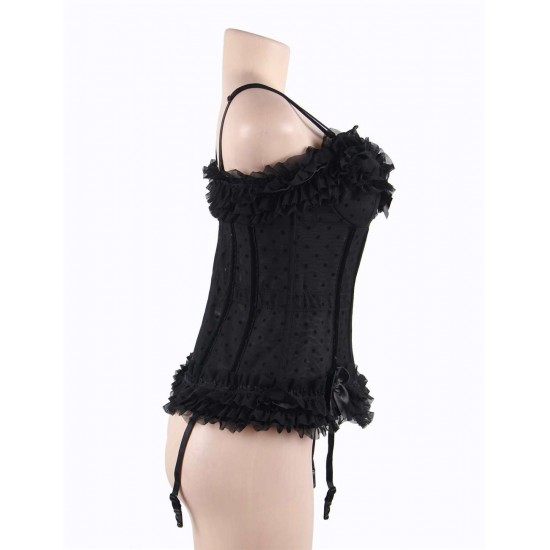 Black cute bow lace Corset