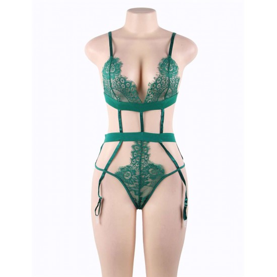 Love Affair Green Lace Teddy 