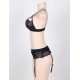 Plus Size  Swirl Lace Bra and Gartered Panty