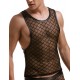 Men Sexy Mesh Plaid Transparent Tank Tops Undershirts For Fun Party Vest 