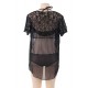 Plus Size Black Lace Two-piece Sexy Teddy