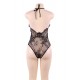 Plus Size Black Deep V Exquisite Lace Teddy