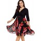 Plus Size Elegant Knee-length Floral Dress