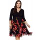 Plus Size Elegant Knee-length Floral Dress