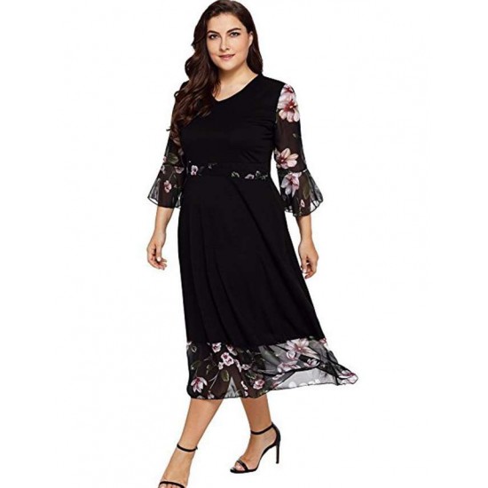 Plus Size Flowy Floral midi Dress