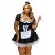 Plus Size Halloween Satin French Maid Adult Uniform Fancy Dress Costume