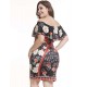 Plus Size Off Shoulder Casual Printed Shirt Dress