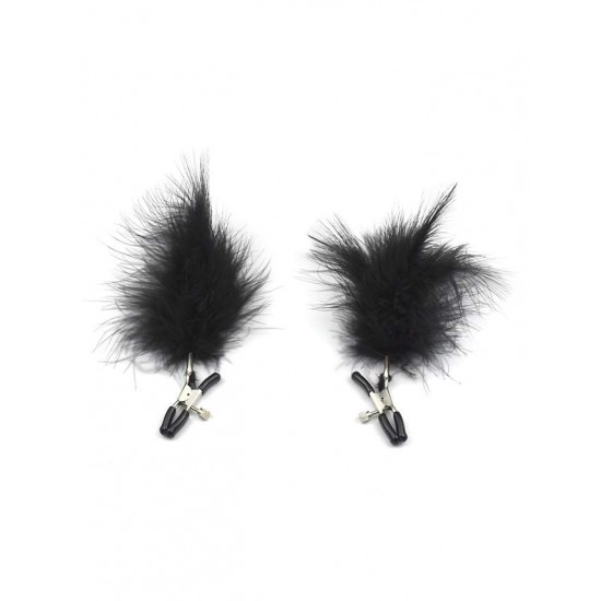 Black Feather Nipple Clips