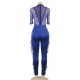 Blue Lace Half-length Sleeve Jumpsuit