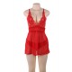 Plus Size Red Elegant Backless Fly-away Babydoll