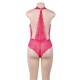 Pink Deep V Exquisite Lace Teddy