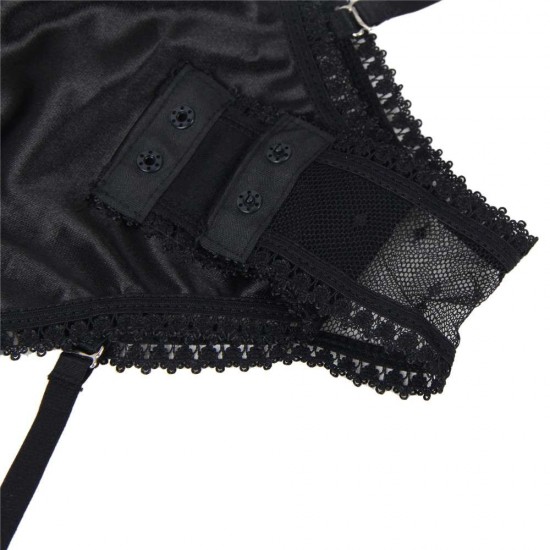 Black Deluxe Satin Lace Stitching Teddy