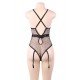 Black Deluxe Satin Lace Stitching Teddy