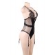 Black Deluxe Satin Lace Stitching Teddy