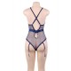 Blue Deluxe Satin Lace Stitching Teddy