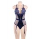 Blue Deluxe Satin Lace Stitching Teddy