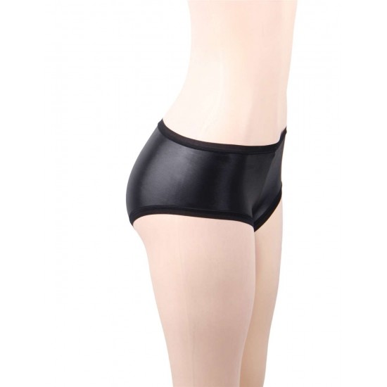 Leather Lift Hip Black Panty