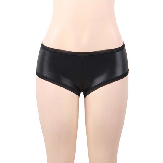 Leather Lift Hip Black Panty