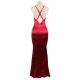 Dark Red Elegant Halter Satin Slim Maxi Dress