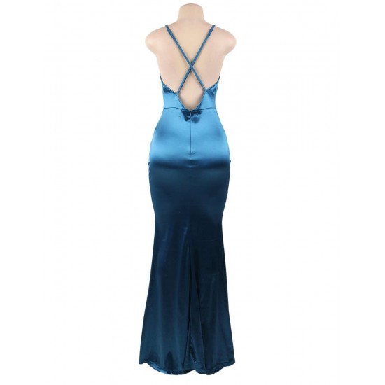 Elegant Halter Satin Slim Maxi Dress