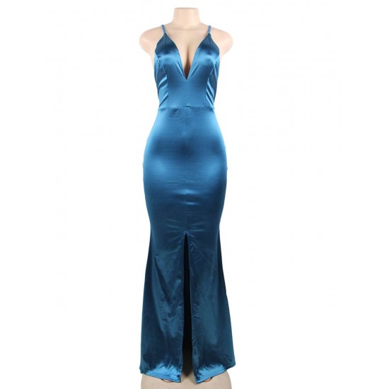 Elegant Halter Satin Slim Maxi Dress