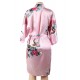  Flower And Bird Short Kimono Pink Satin  Wrap  Pajamas 