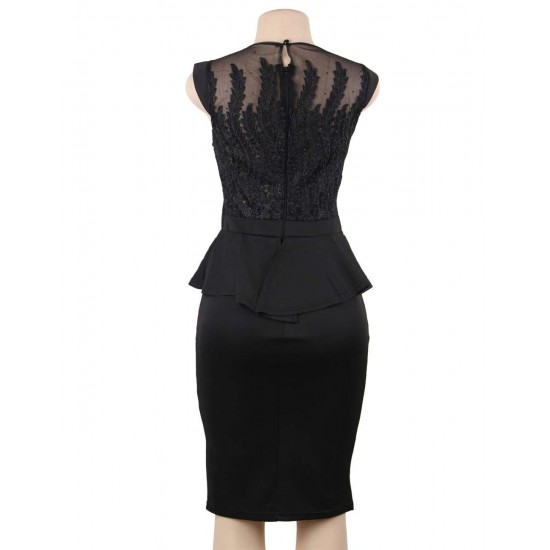 Black Sexy Luxury Rhinestone Embellished Lace Bodycon Dress