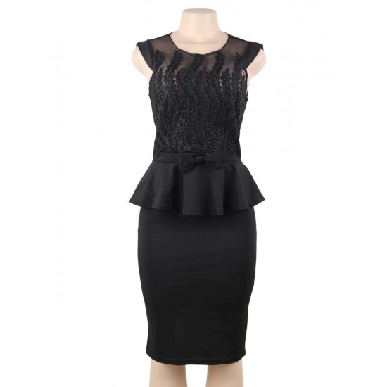 Black Sexy Luxury Rhinestone Embellished Lace Bodycon Dress