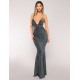 Black Elegant Halter sparkly Slim Evening Dress