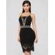 Sexy Women Black Embroidered Fashion Dress