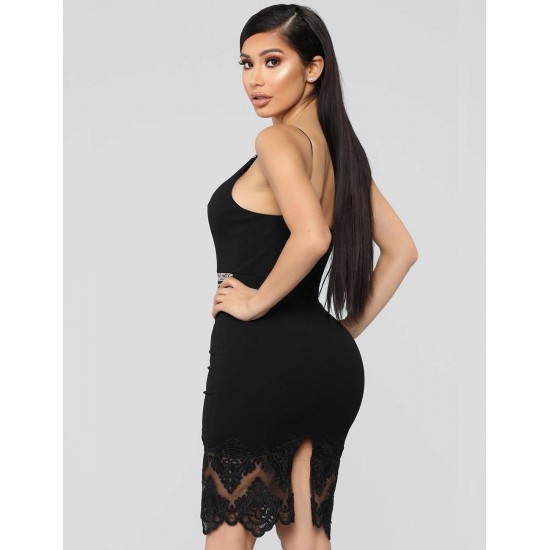 Sexy Women Black Embroidered Fashion Dress