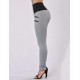 Elastic Thin Leg Zipper Design Leggings Solid Mid-calf Leggings Pants