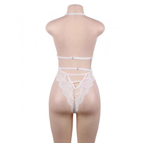 White High Quality Lace Sexy Hollow-out Conjoined Underwear 