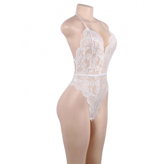 White High Quality Lace Sexy Hollow-out Conjoined Underwear 