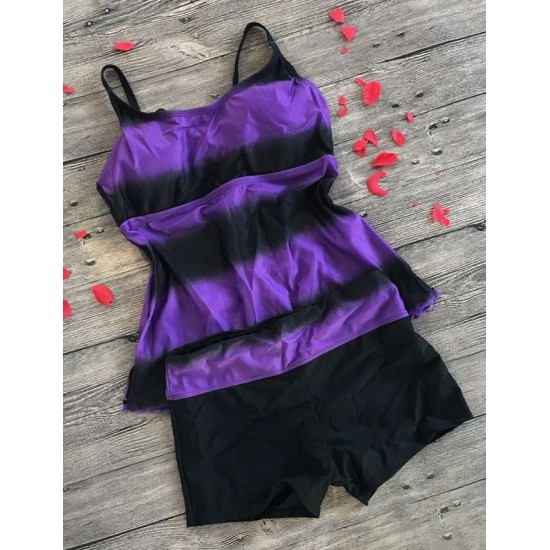 Purple Striped Print Sexy Summer Women Swimsuit