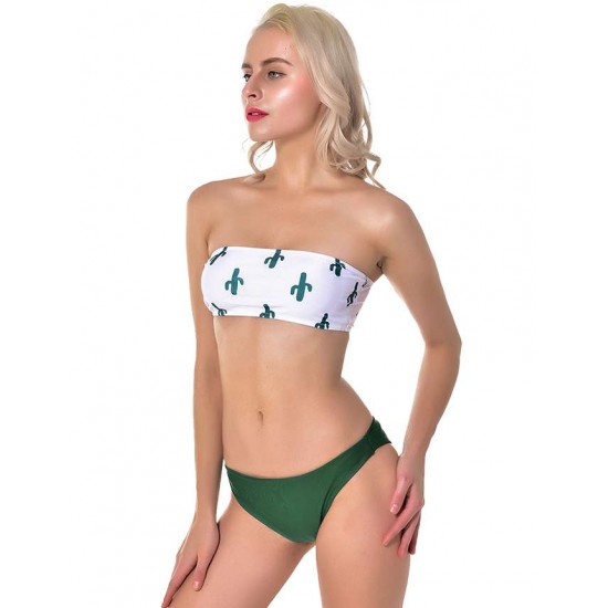 Cute Cactus Printing Sexy Summer Women's Bikini Set