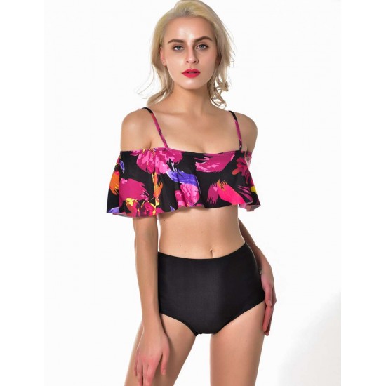 High Waist Off-The-Shoulder Sexy Summer Women's Bikini Set