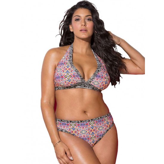 Plus Size Retro Print Sexy Summer Women's Bikini Set