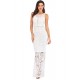 White Lace Patch Stitching Evening Dress