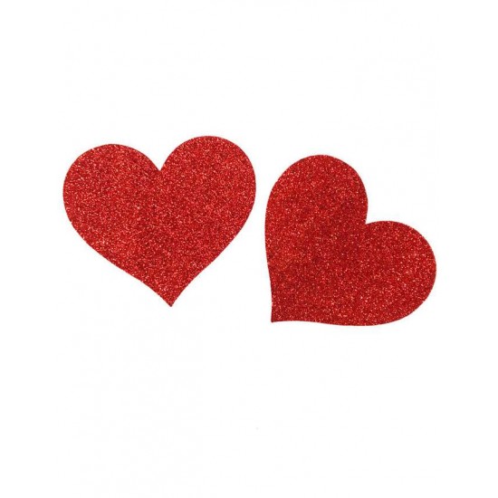 Red Glitter Heart-shaped Nipple Cover