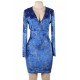 Blue Velvet Glitter Long Sleeve Fashion Dress