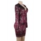 Purple Red Velvet Glitter Long Sleeve Fashion Dress