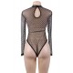 Long Sleeve Sexy Rhombus Mesh Ladies Teddy